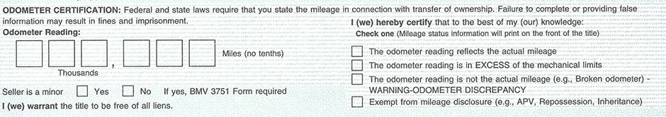 Odometer Certification