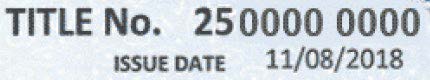 Title Number and Issue Date
